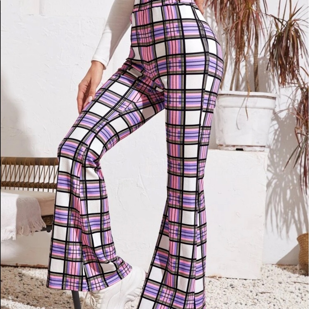 Plaid Wide Leg Pants